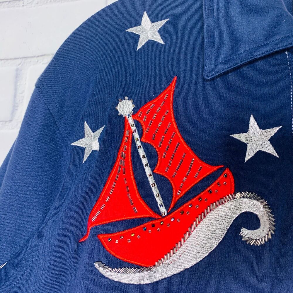 vintage NWT Bechamel top July 4 patriotic nautical red white blue size large - Picture 3 of 11